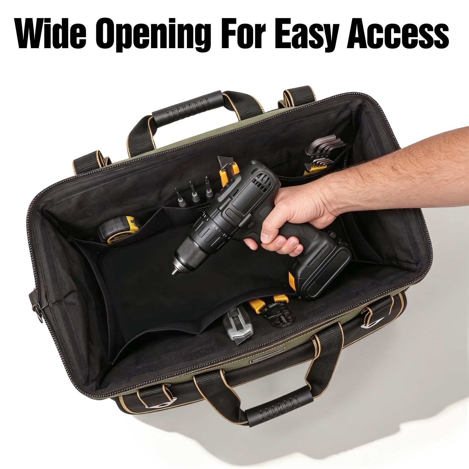 Tool Bag, Ounic 18 Inch Large Tool Tote Bag Heavy Duty Waterproof Molded Base