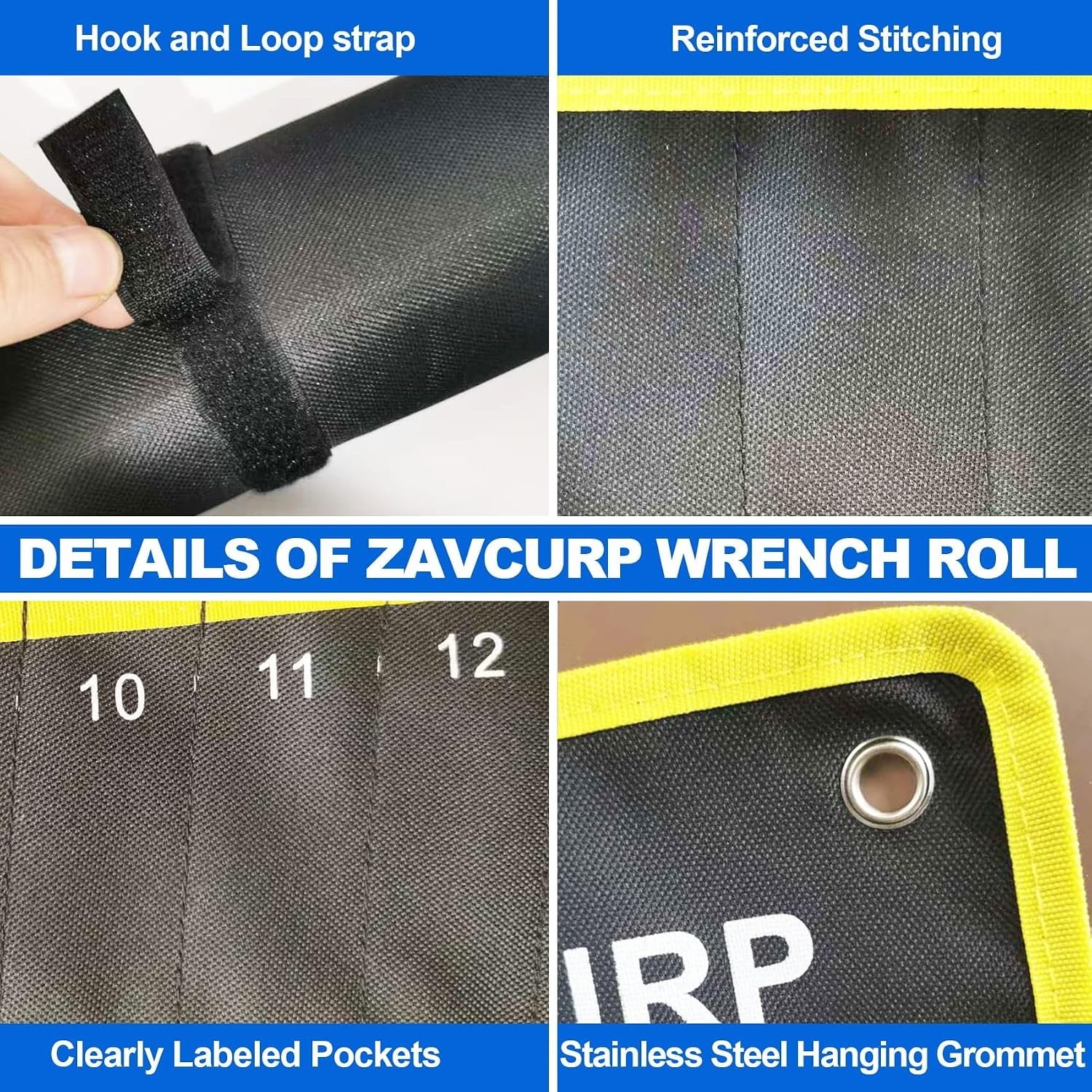 Wrench Roll Up Pouch Metric 12 Pockets 8-19mm Wrench Organizer | Tool Roll Up…