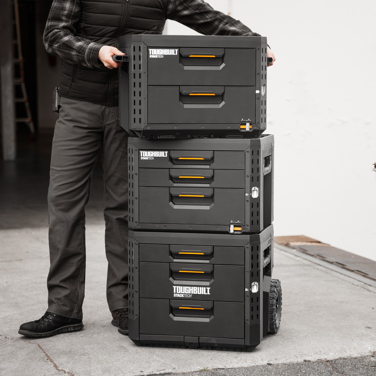 ToughBuilt StackTech Locking Box,Plastic Storage Tool & Gear Organizer(Open Box)