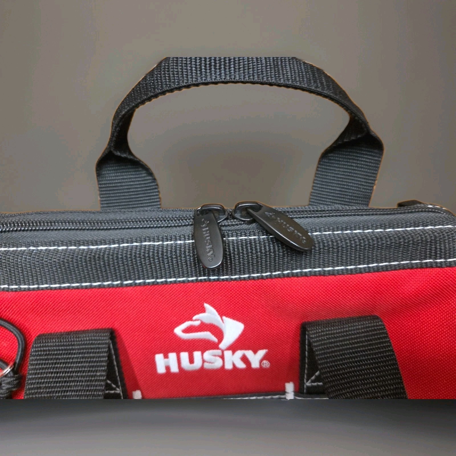Husky Tool Bag 12″x 9″x8″ Zippered Tote 3 Side Pockets For Storage Organizer VG