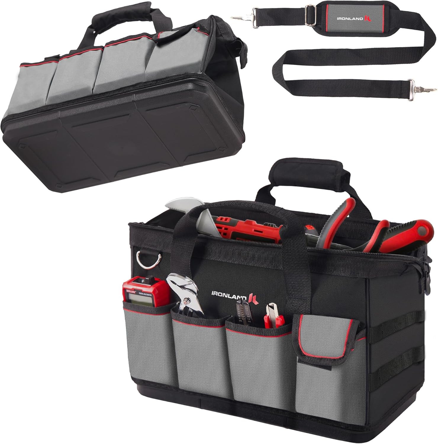 16.5″ Hard Bottom Tool Bag Waterproof Heavy Duty Organizer for Men Mechanics