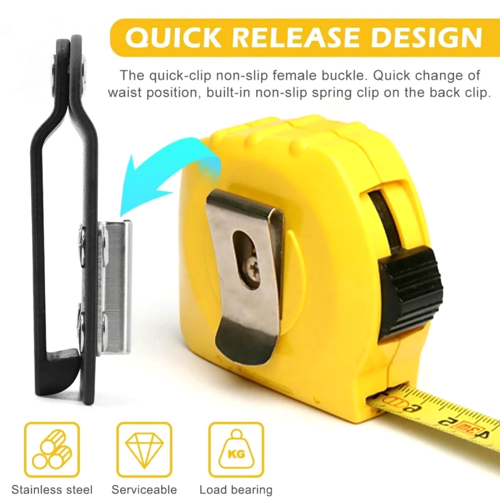 Belt Clip On Tape Measure Holder Black Metal Tool Holster For Drills Nailers