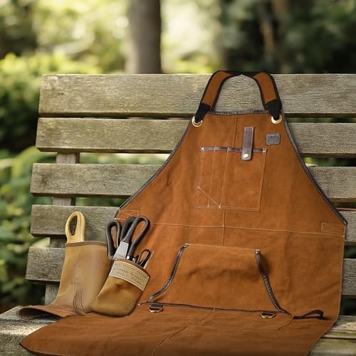 Work Apron – Heavy Duty Woodworking Apron for Men with Tool M to XXL Tan