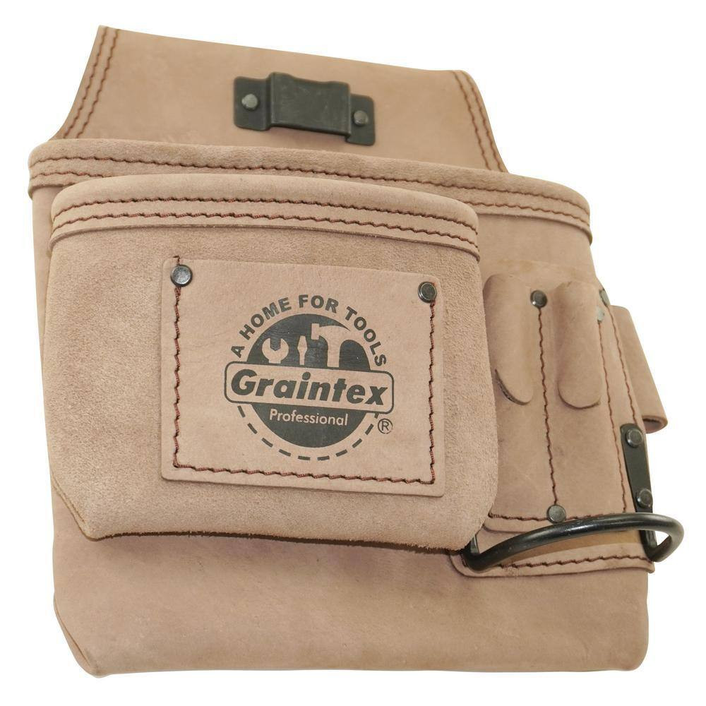 5-Pocket Left Handed Beige Top Grain Leather Tool Pouch
