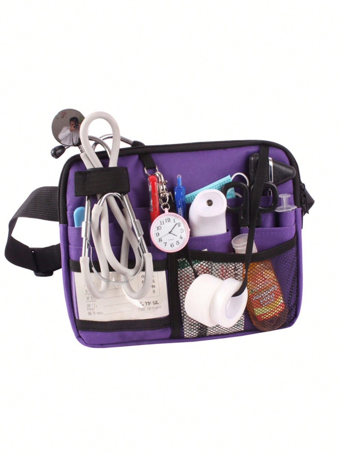 Purple Nurse Waist Bag With Pockets For Stethoscope Scissors Tape