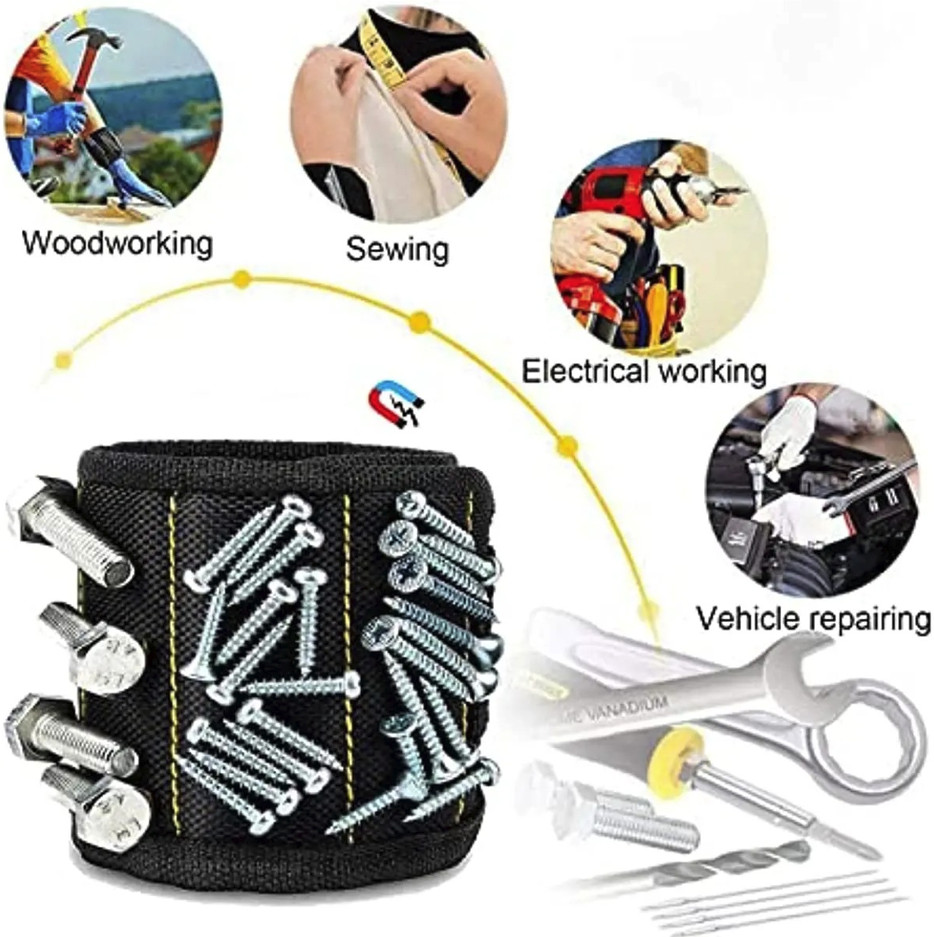 1pc Magnetic Wristband Tool Holder for Screws, Nails & Drill Bits – NEW