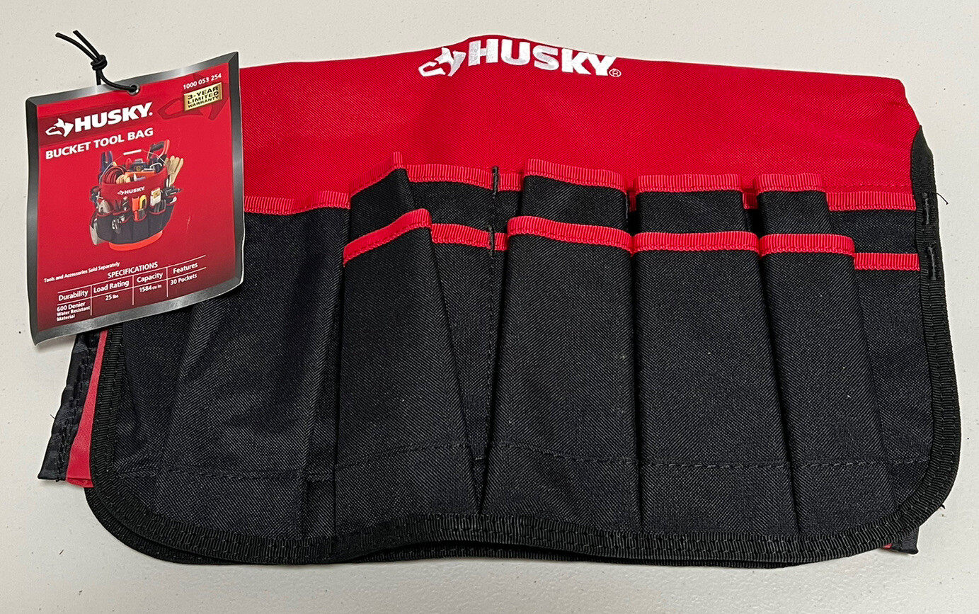 Husky Bucket Tool Storage Bag Pocket Heavy Duty 5 Gallon Bucket NWT
