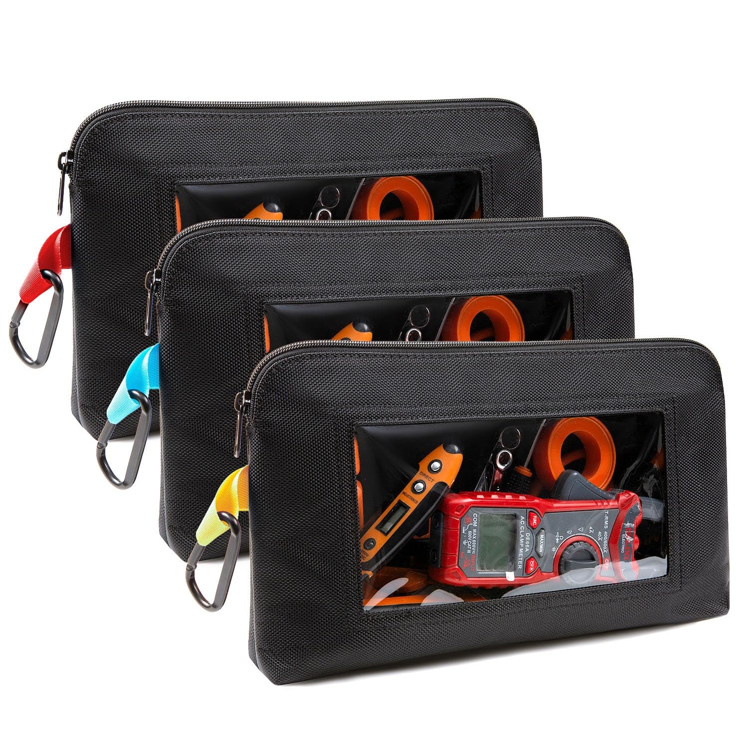 Tool Pouch with Clear Window for Men, 1680D Oxford Small Tool Bag, Heavy Duty…
