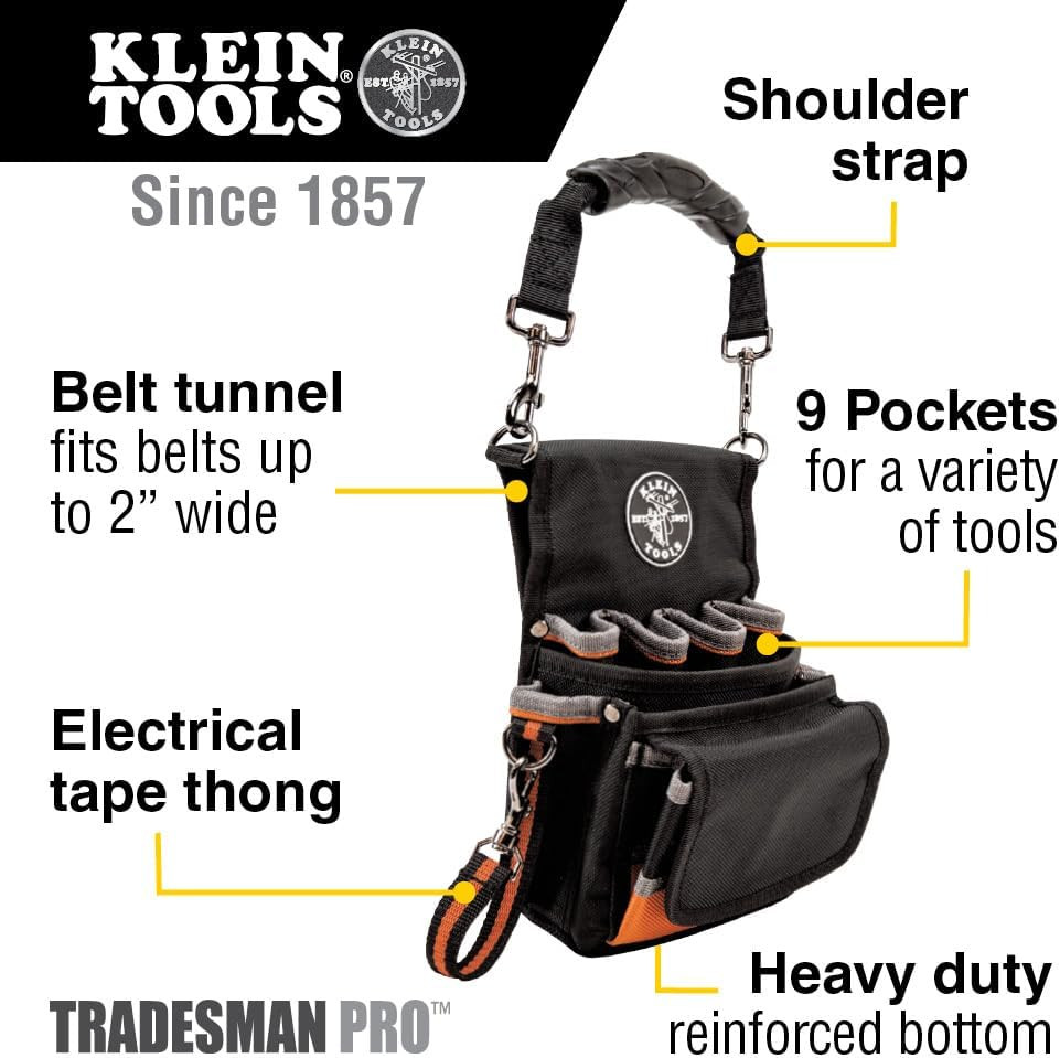 9-Pocket Tool Pouch with Adjustable Strap for Convenient Carrying