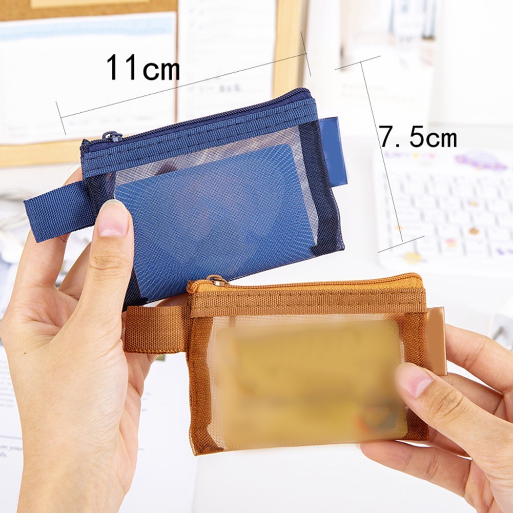 Small Zipper Mesh Nylon Bag for Earphones Makeup Storage and Daily Organization