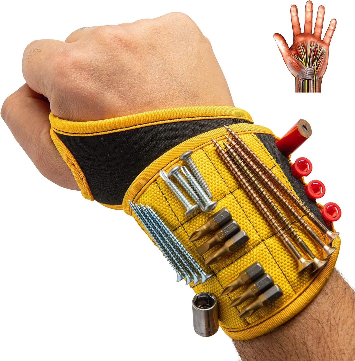 Magnetic wrist strap tool gift for him, magnetic screw bracket wrist support