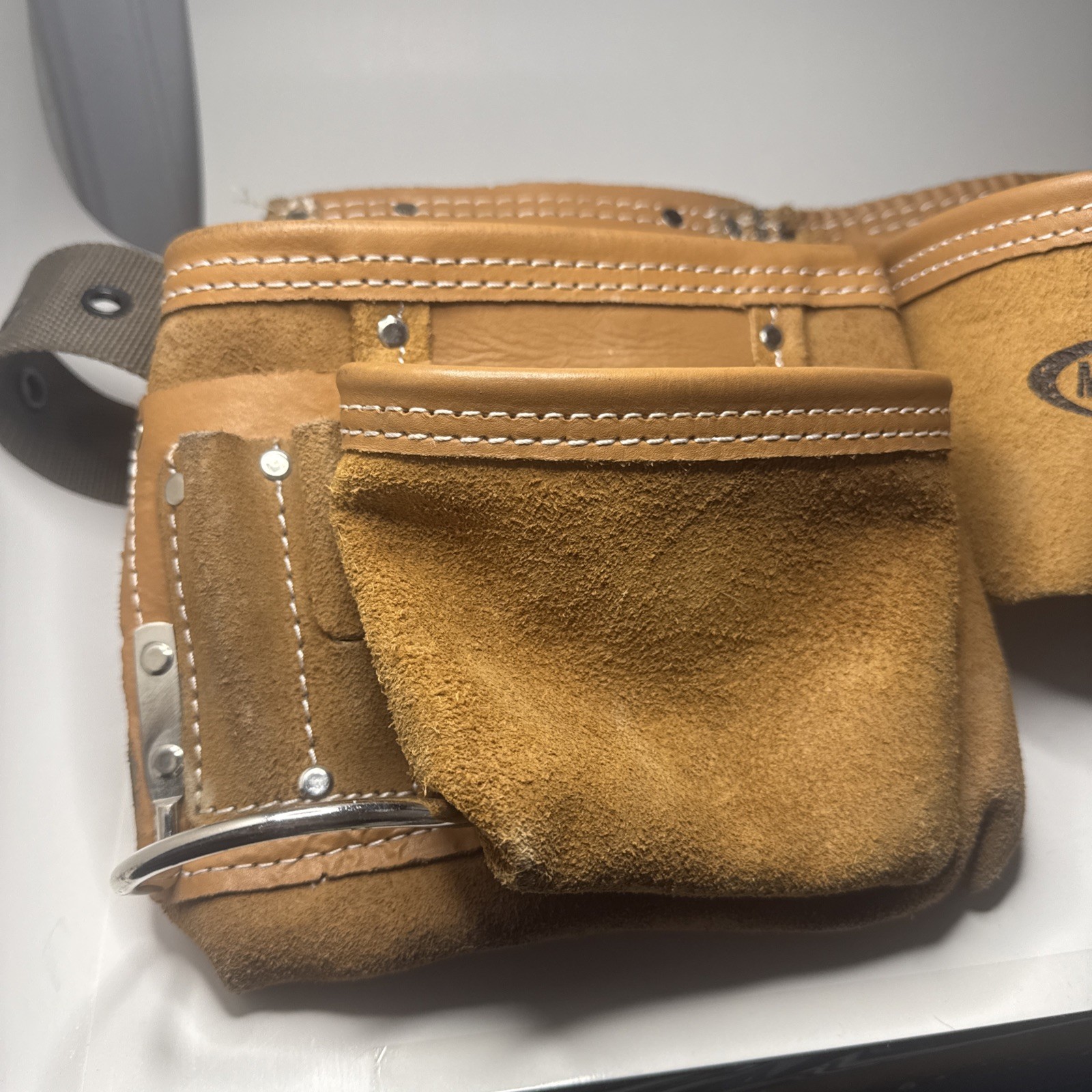 McGuire-Nicholas Leather Waist Tool Belt 11-Pocket Contractor Work Apron Suede