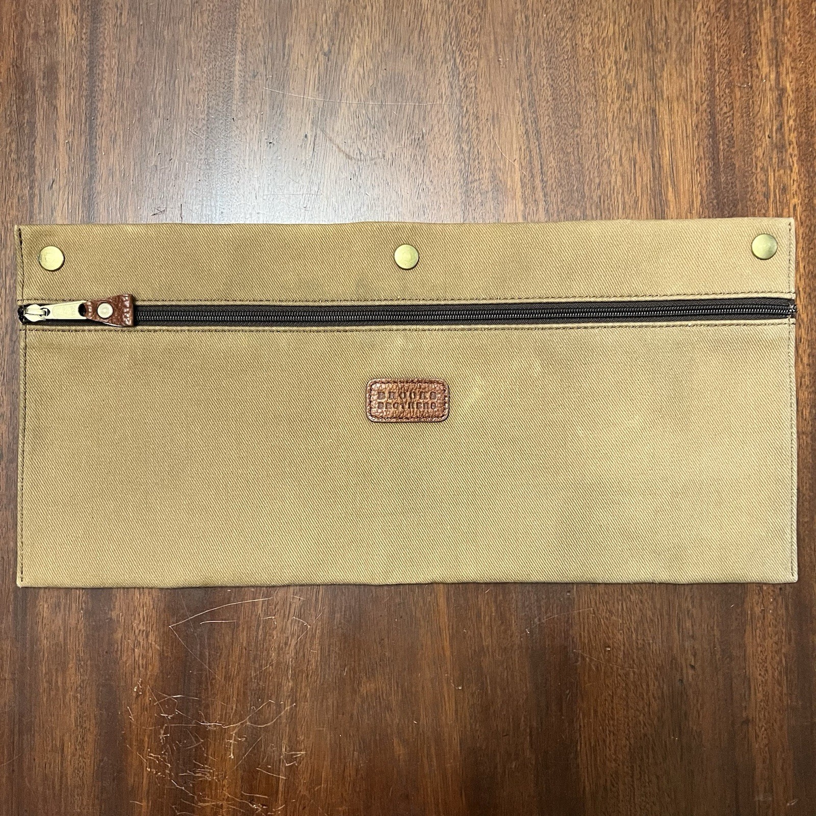 Brooks Brothers Heavy Duty Tan Canvas Pouch with Snap-on Buttons