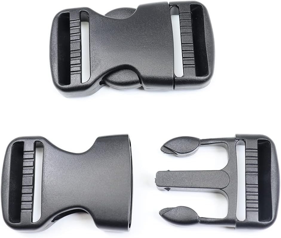 Heavy Duty 1-1/4 Inch Plastic Side Release Buckles 2 Sets Black Webbing Strap
