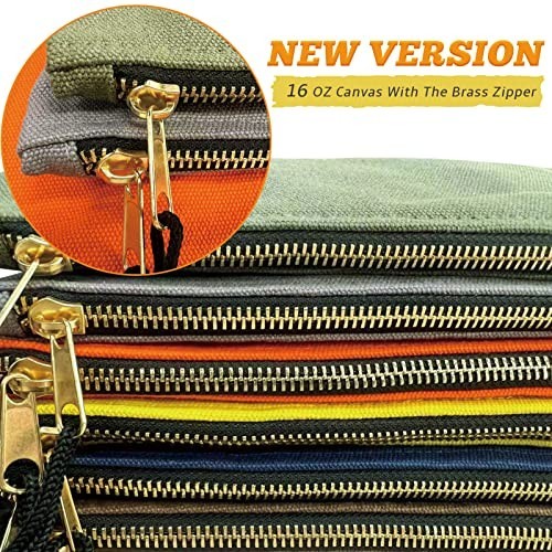 Heavy Duty Canvas Tool Bag Organizer – 7 Assorted Zipper Utility Pouches, 12.5″