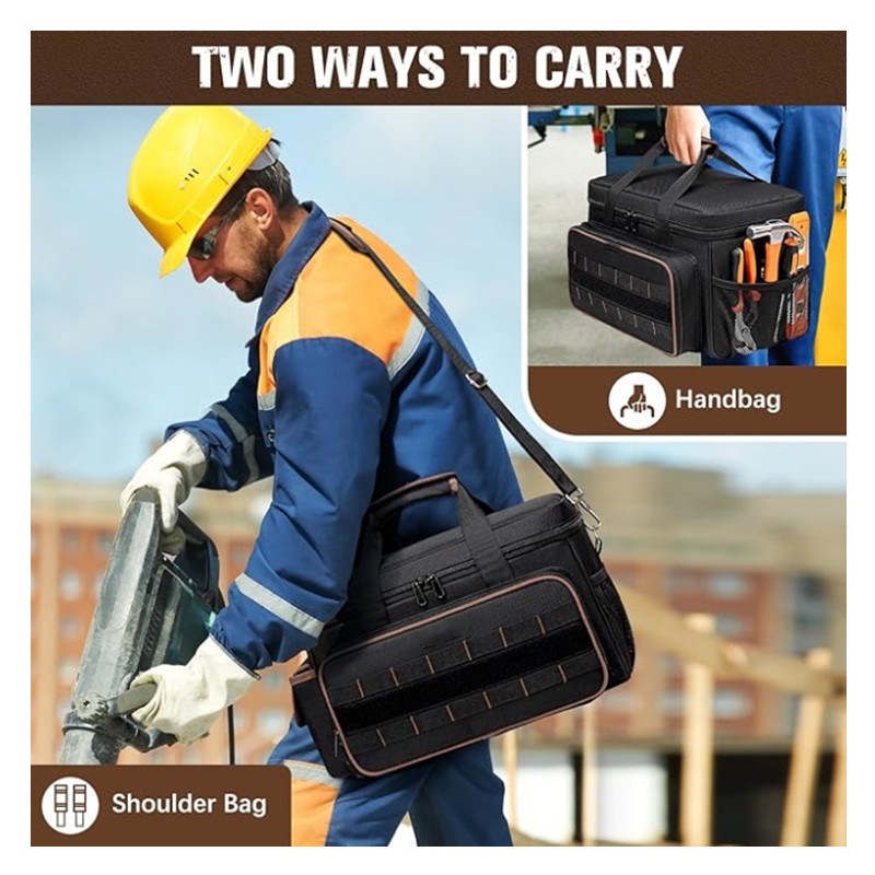 17in Oxford Tool Tote Bag with Open Top Shoulder, Multi Pocket Tool Organizer