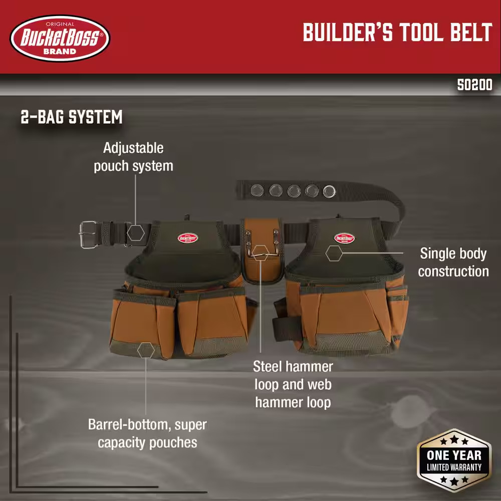 23.75 In. 10-Pocket Builder’S Work Tool Belt Rig