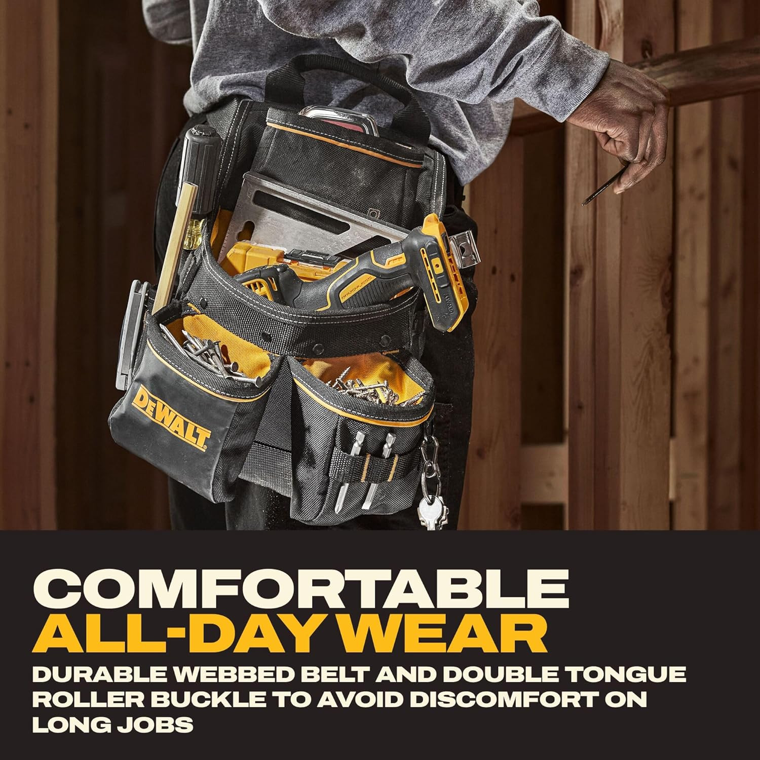 Tool Pouch with Belt, 13 Pocket Professional Small Tool Belt Pouch (DWST540201)