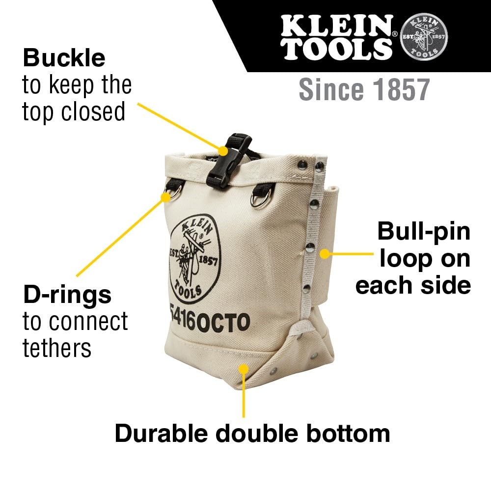Klein Tools 5416Octo Tool Bag Bull-Pin And Bolt Pouch No. 4 Canvas Tunnel