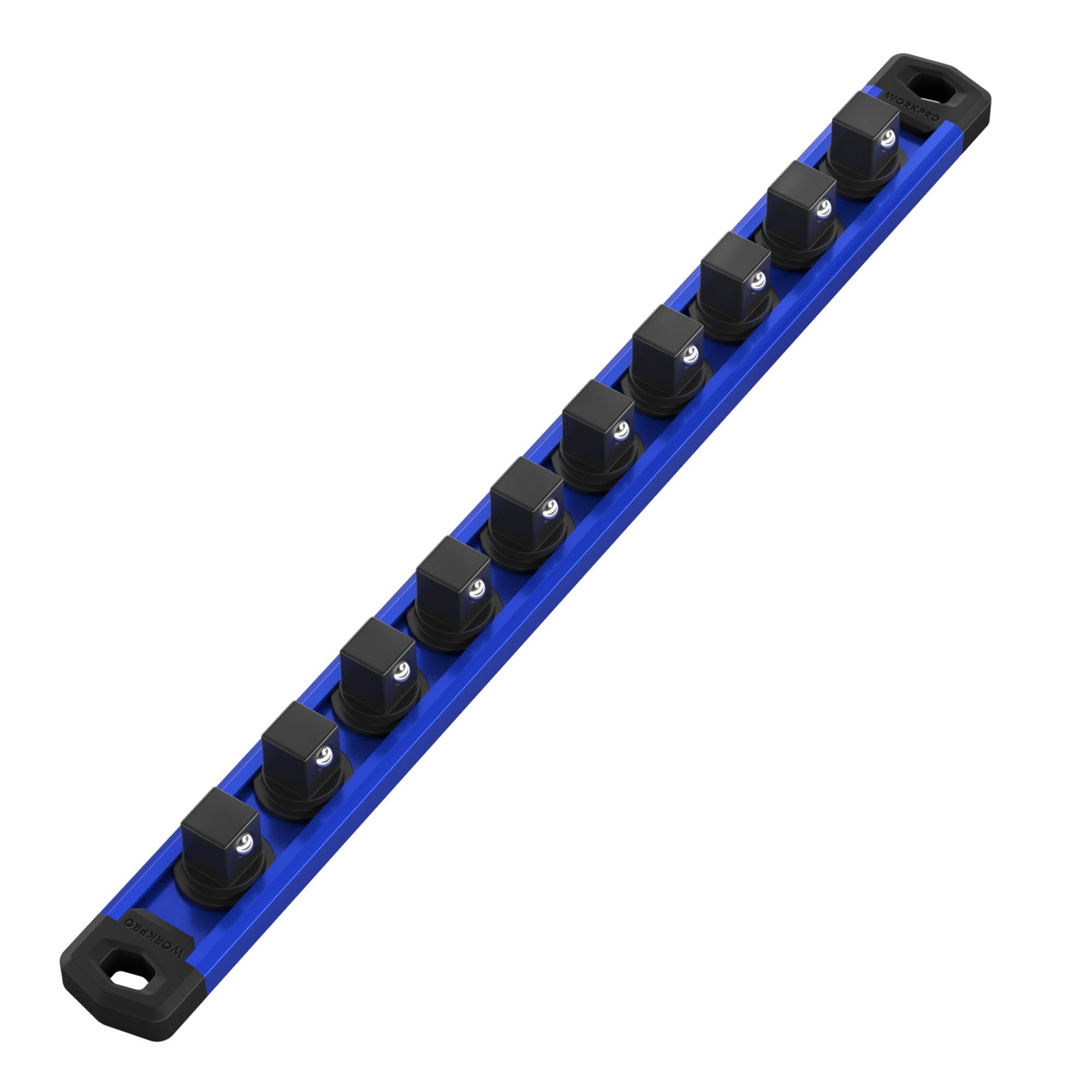 WORKPRO Magnetic Socket Organizer, 3/8-Inch Drive Aluminum 3/8″ DR, Blue
