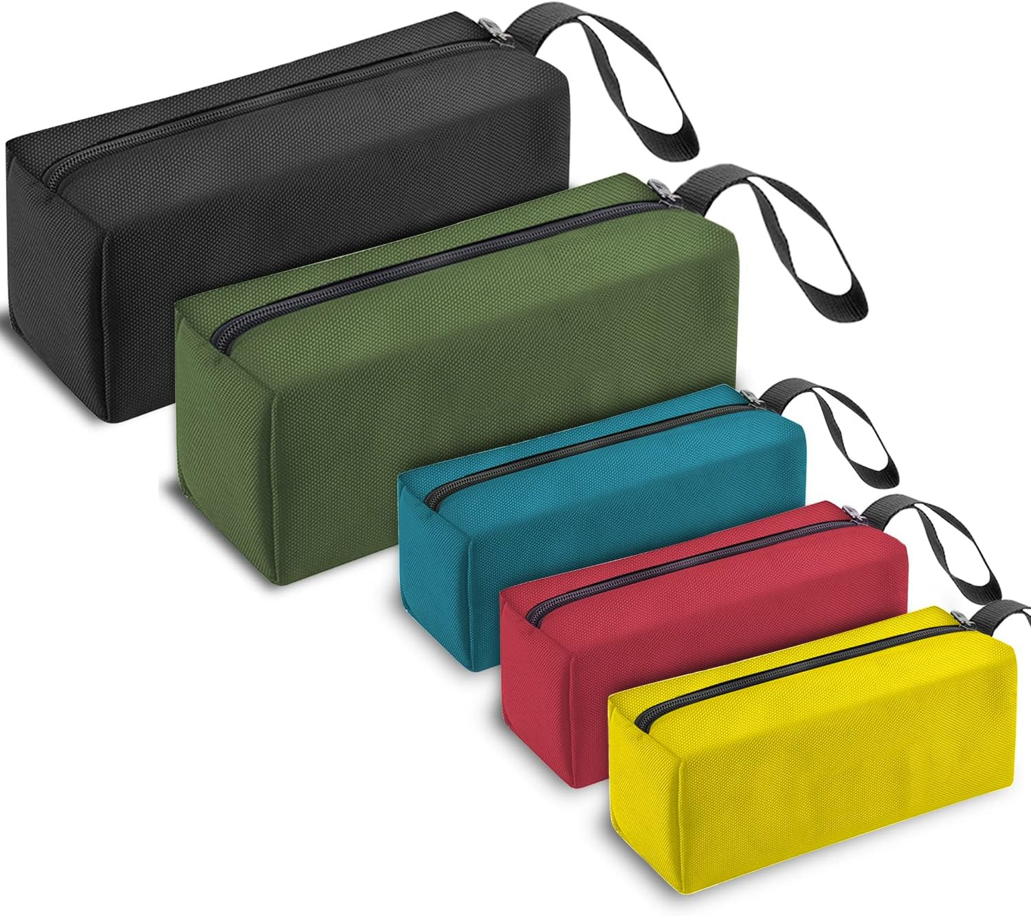 5 Pack Canvas Tool Pouch of Two Sizes, Tool Pouches with Zipper, Multipurpose Zi