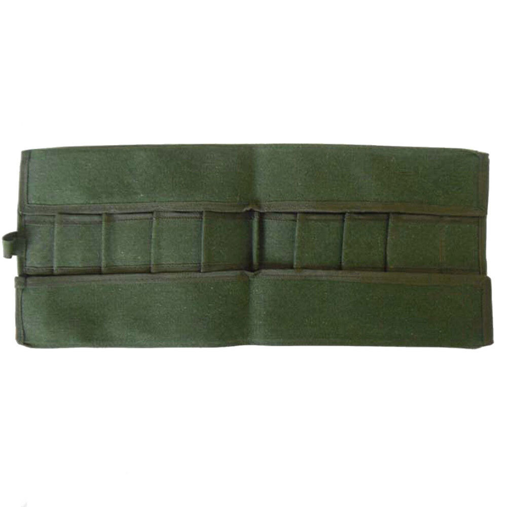 10Pocket Canvas Spanner Wrench Tool Roll Up storage bag Organizer Pouches Case~