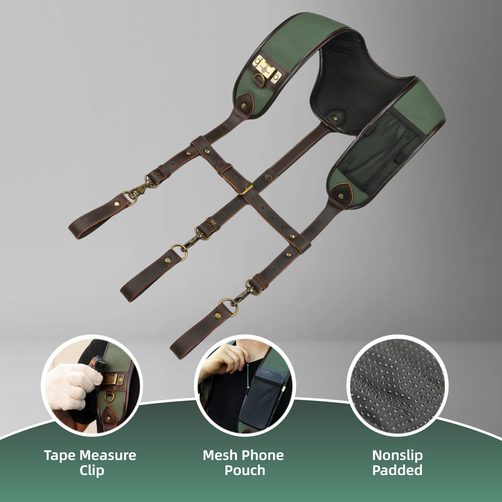 TOURBON Heavy Duty Tools Harness Suspenders Carpenter Rig Belt Contractor Strap