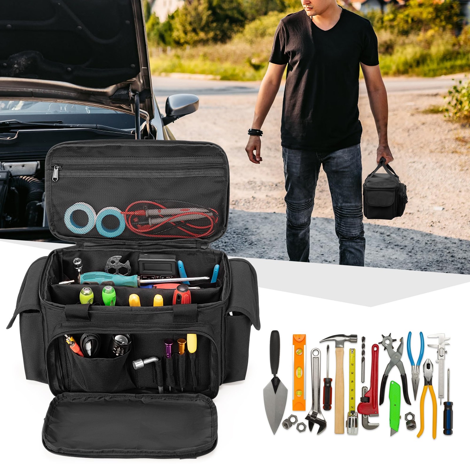 Small Tool Bag with Anti-friction and Thick Padded Bottom, Tool Storage Organ…