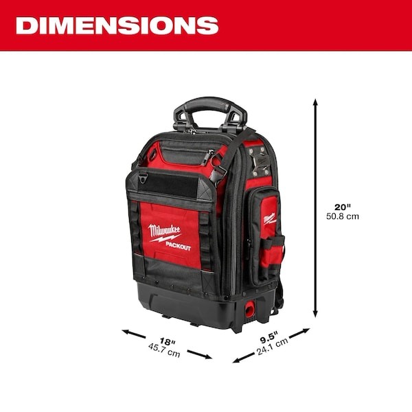Milwaukee Tool 48-22-8303 Tool Backpack, Red, Polyester, 42 Pockets
