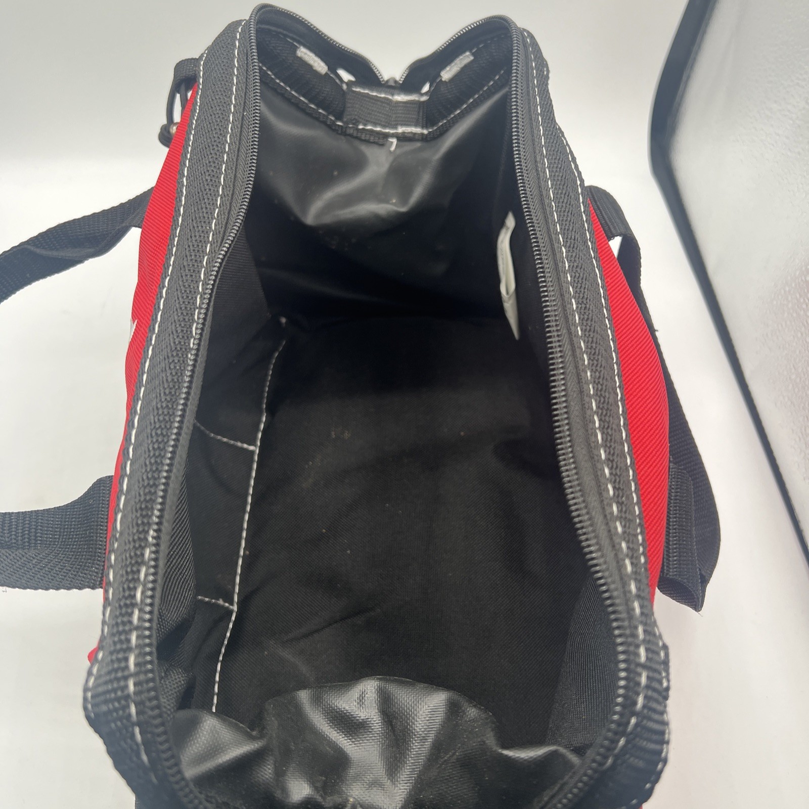 NWOT Husky 12-Inch Tool Bag (12 x 9 x 8 inch) Heavy Canvas Red Black #G09