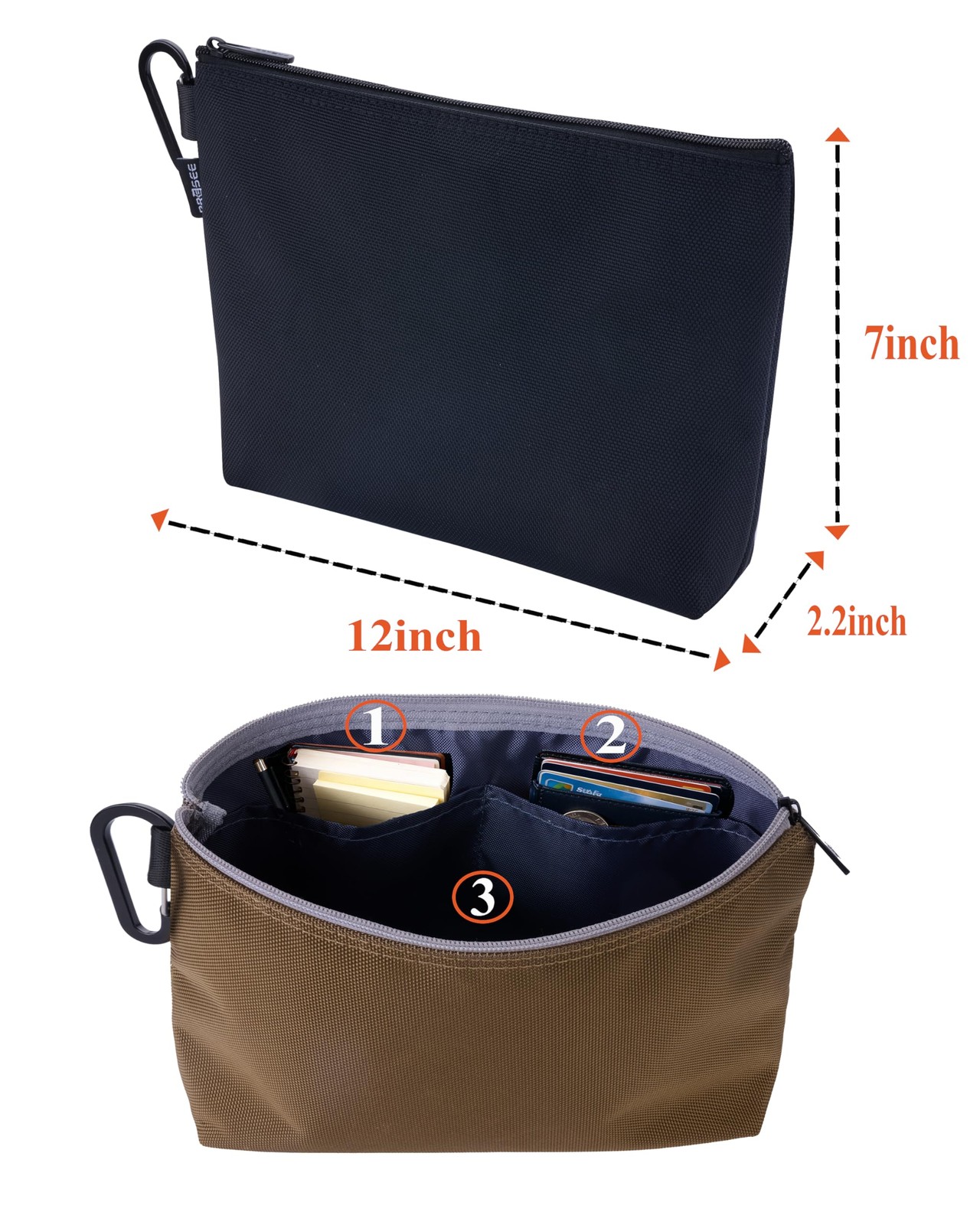 Tool Pouch Zipper Small Tool Bag Pouches Organizer Bag with Metal Carabiner, …