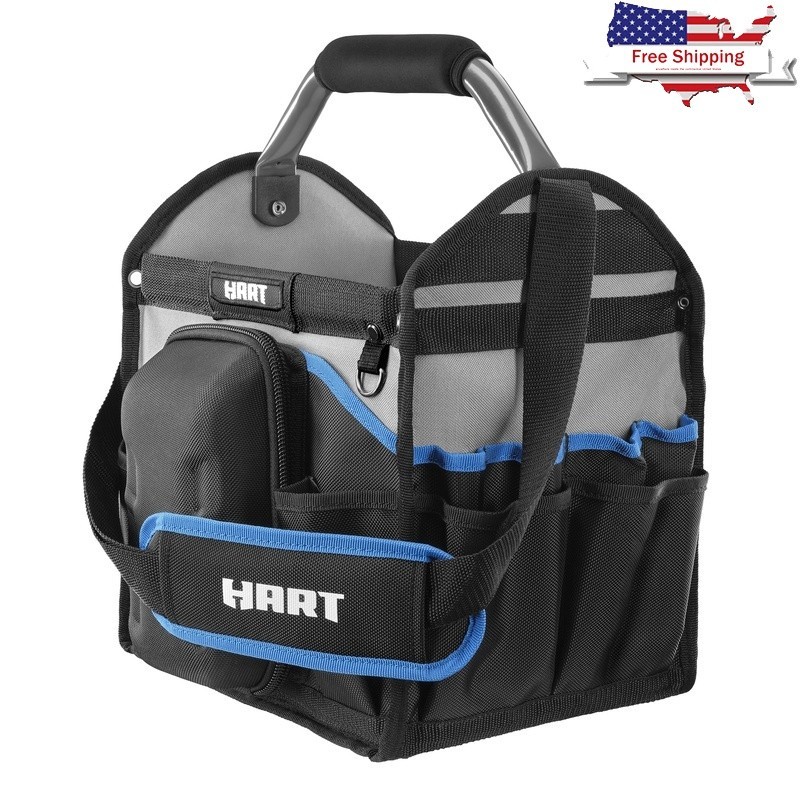 Durable 12in Tool Tote Soft Frame W/ 21 Pockets Shoulder Strap & Rotating Handle