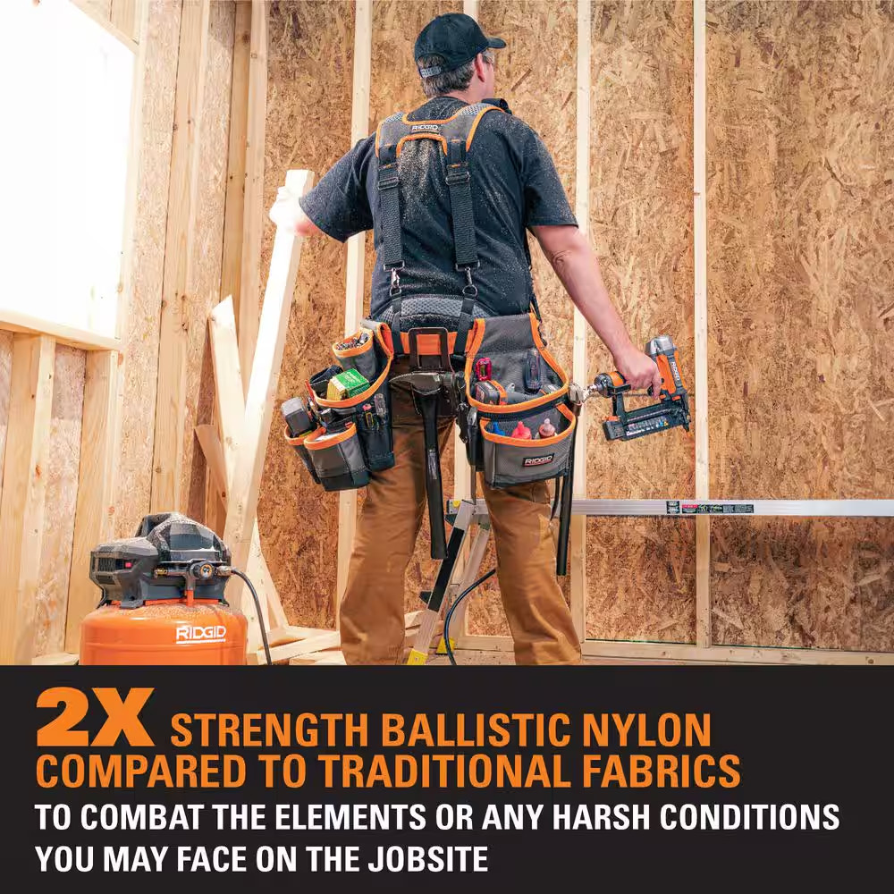 RIDGID 29 In. 23 Pocket Professional Grade 2-Bag Suspension Rig Work Tool Belt w