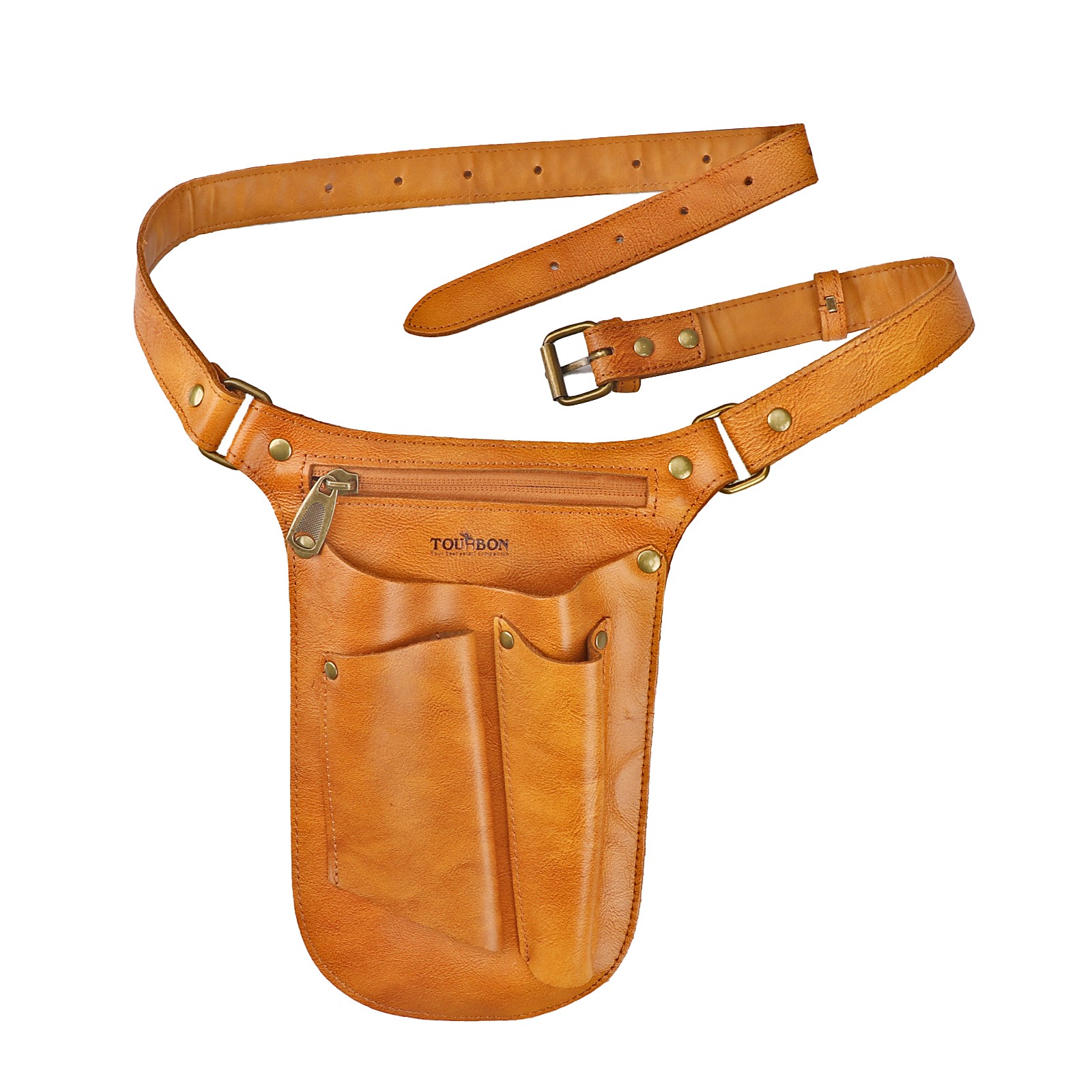 TOURBON Leather Gardening Tools Belt Florist Holder Bag Utility Pouch Phone Case
