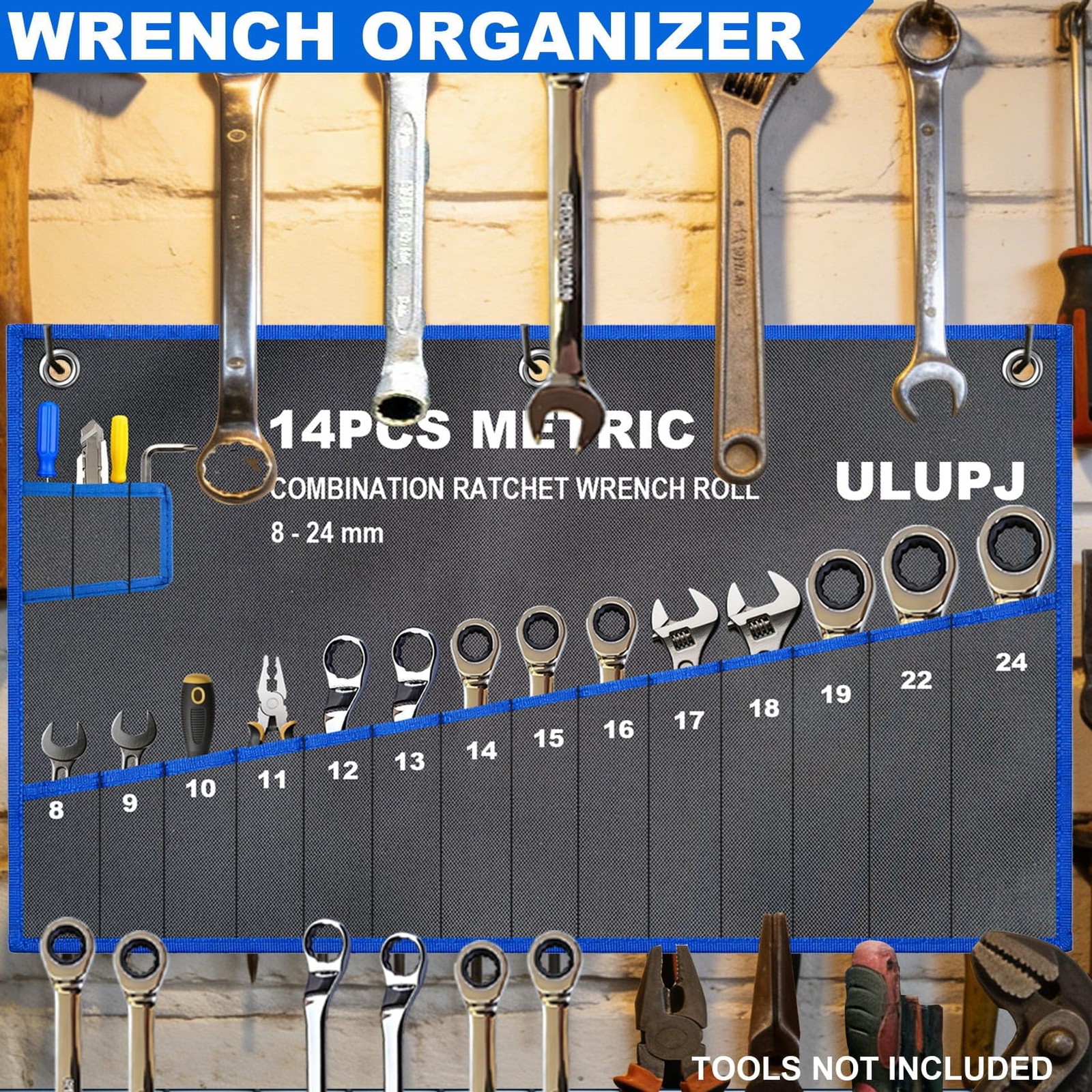 Wrench Roll, Wrench Roll Up Pouch, Wrench Organizer Roll, Canvas Heavy-Duty O…