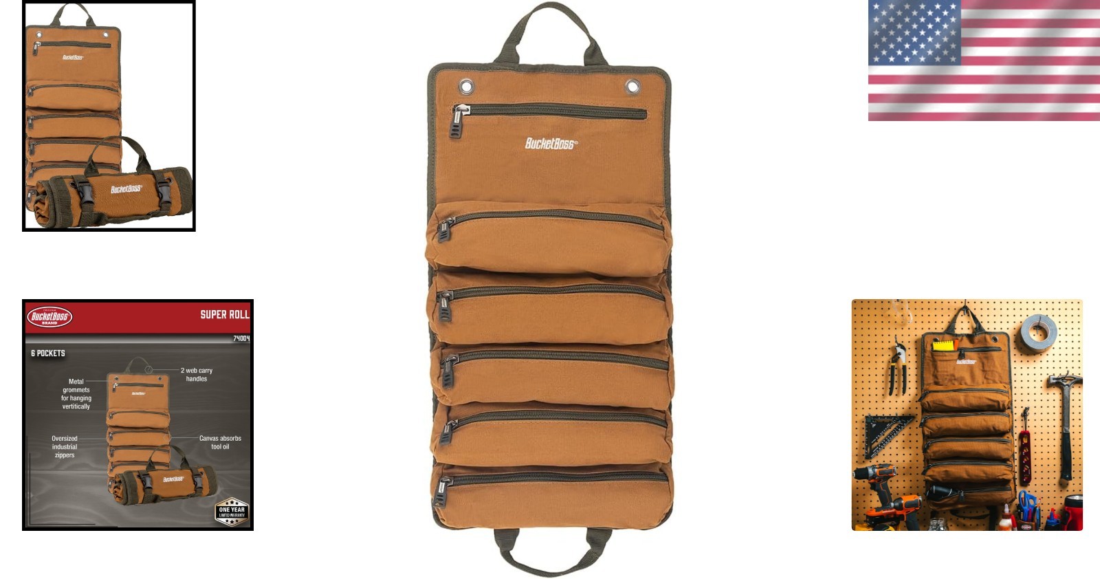 Versatile Heavy-Duty Tool Roll with 6 Zippered Pockets – Perfect for DIY Tasks