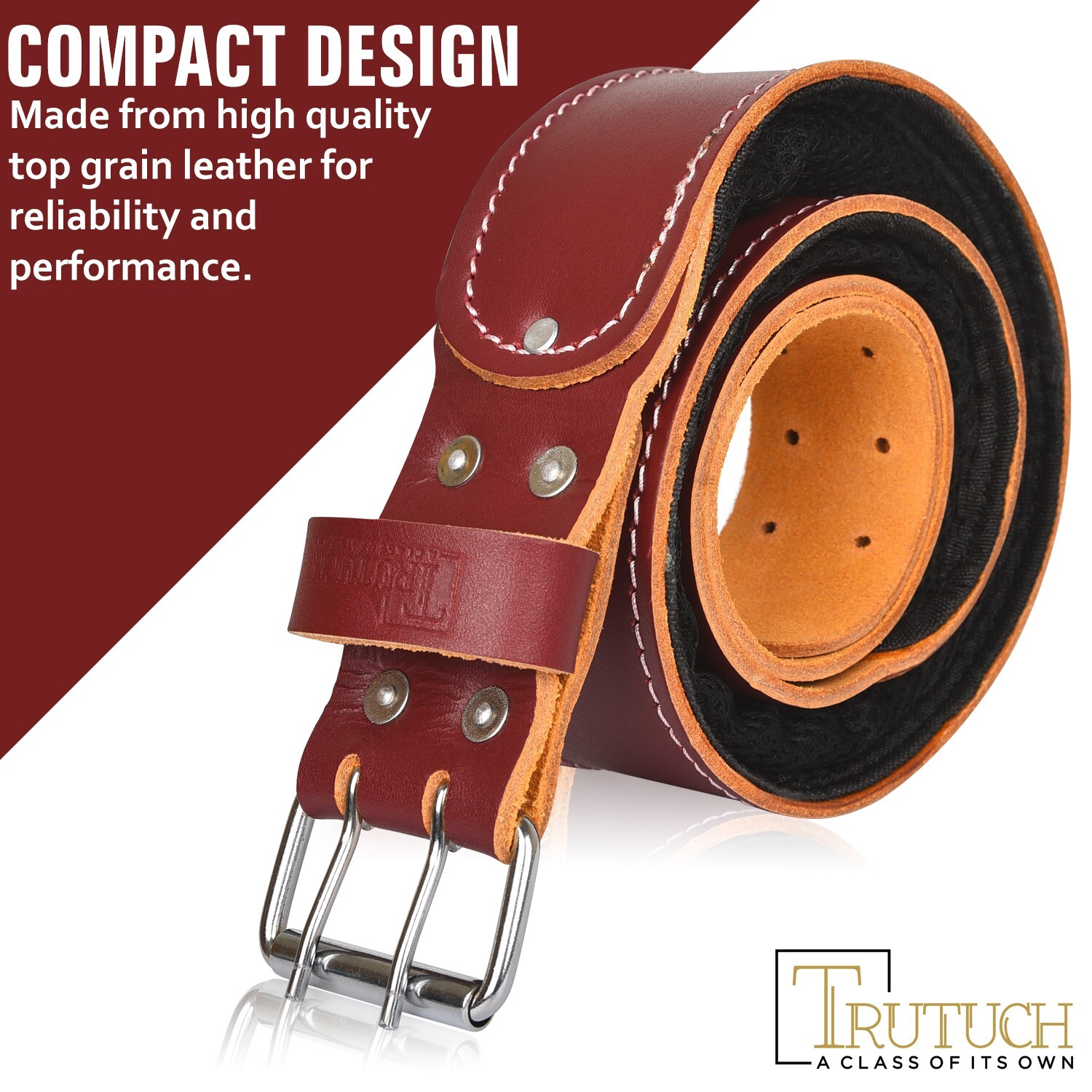 Trutuch Brown Leather Foam Padded Work Belt 2.5″ | Work Tool Belt