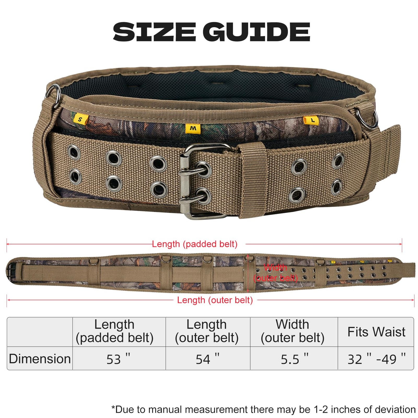 Heavy-Duty Camouflage Tool Belt with Suspenders for Electricians and Carpenters