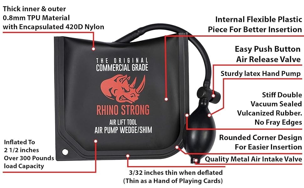 The Original Rhino Strong Commercial Grade Air Wedge Bag Pump Professional