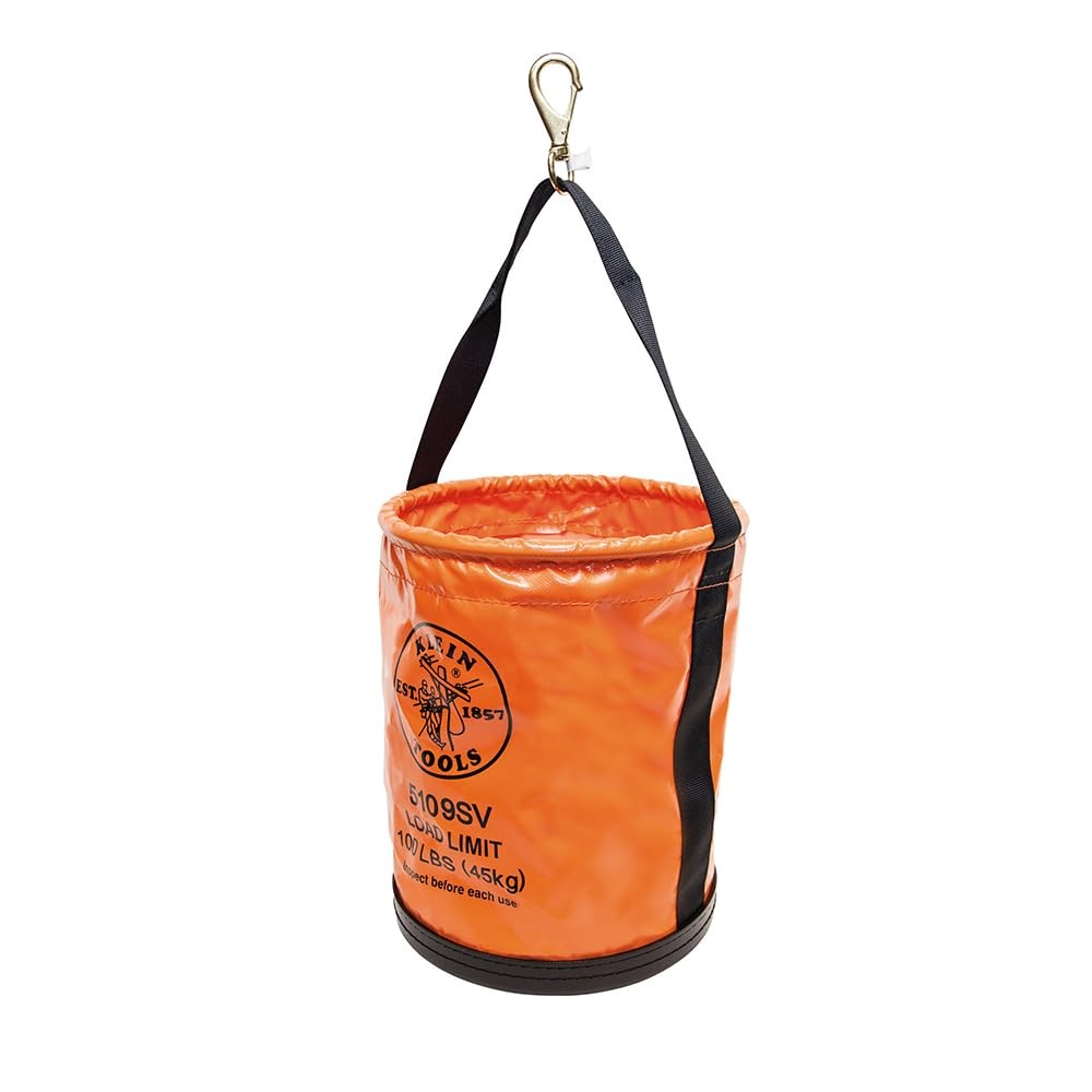 Heavy-Duty 12″ Vinyl Lineman Tool Bucket with Swivel Snap & Web Handle