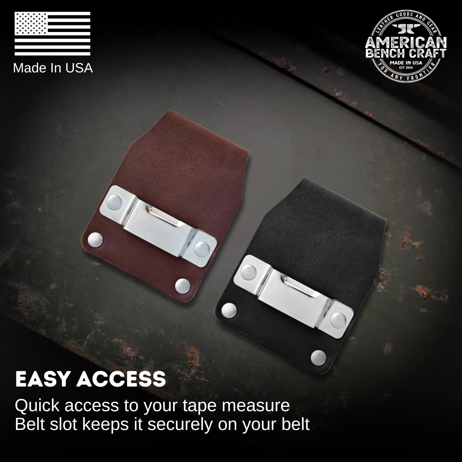 Tape Measure Belt Holder – Tool Belt Clip – – Full Grain Leather – Made in US…