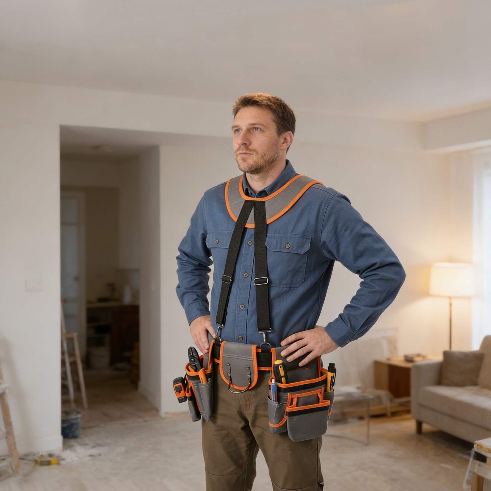 Tool Belt Tool Bag Multifunctional Waist-Mount Electrician Tool Bag w/Suspenders
