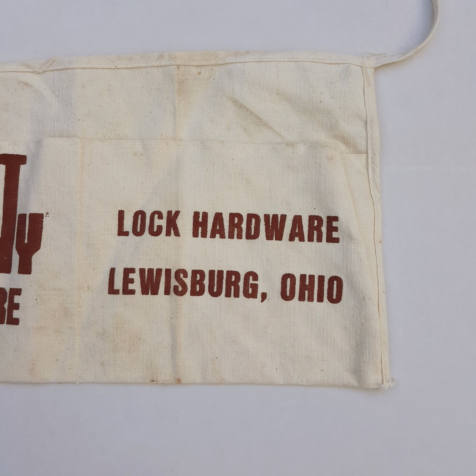 Vtg Lewisburg Ohio LOCK HARDWARE Trust Worthy Cloth Carpenter Waist Nail Pouch