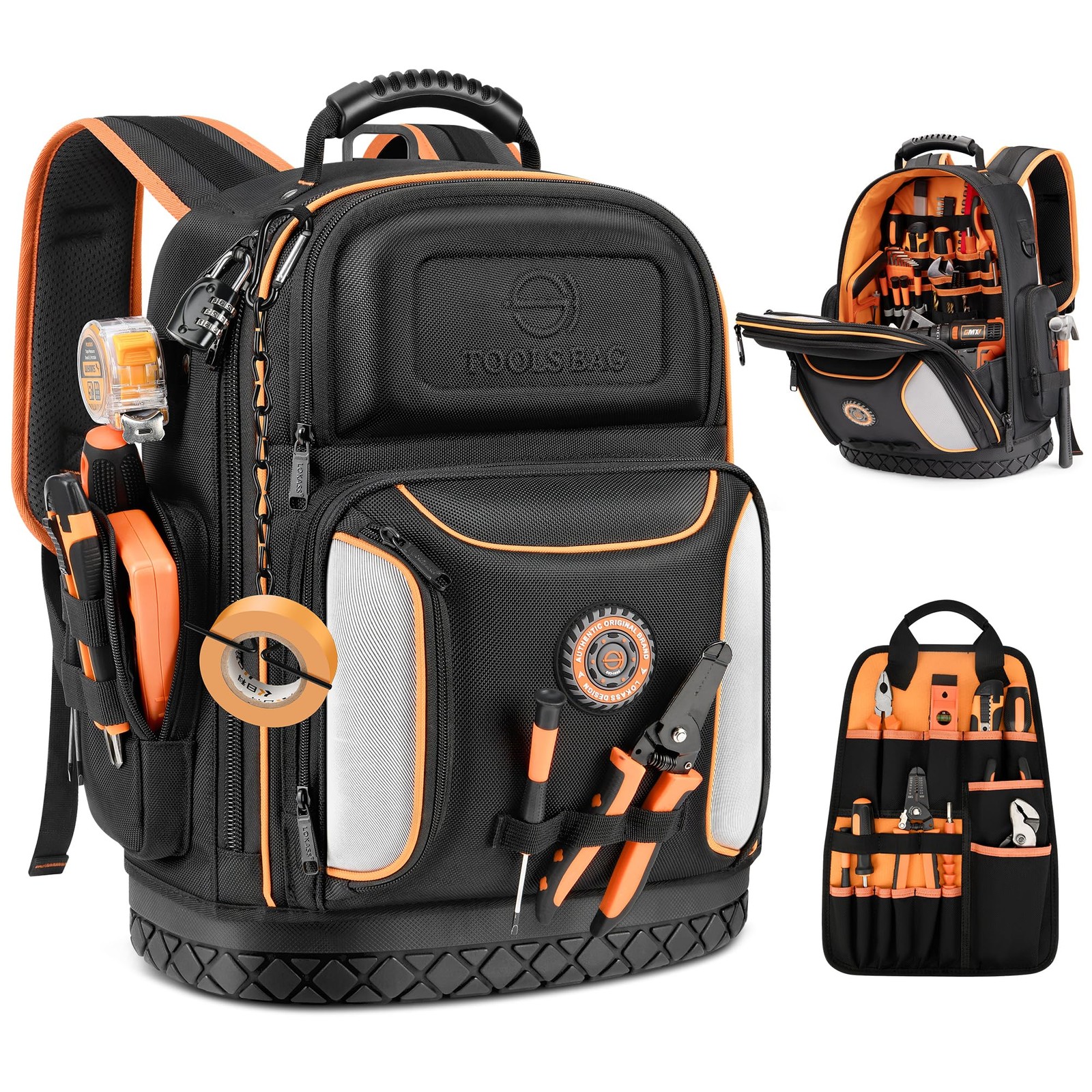 LOKASS 18.1-Inch Tool Backpack, 75 Pockets, Black 14.6″L x 7″W x 18.1″H,