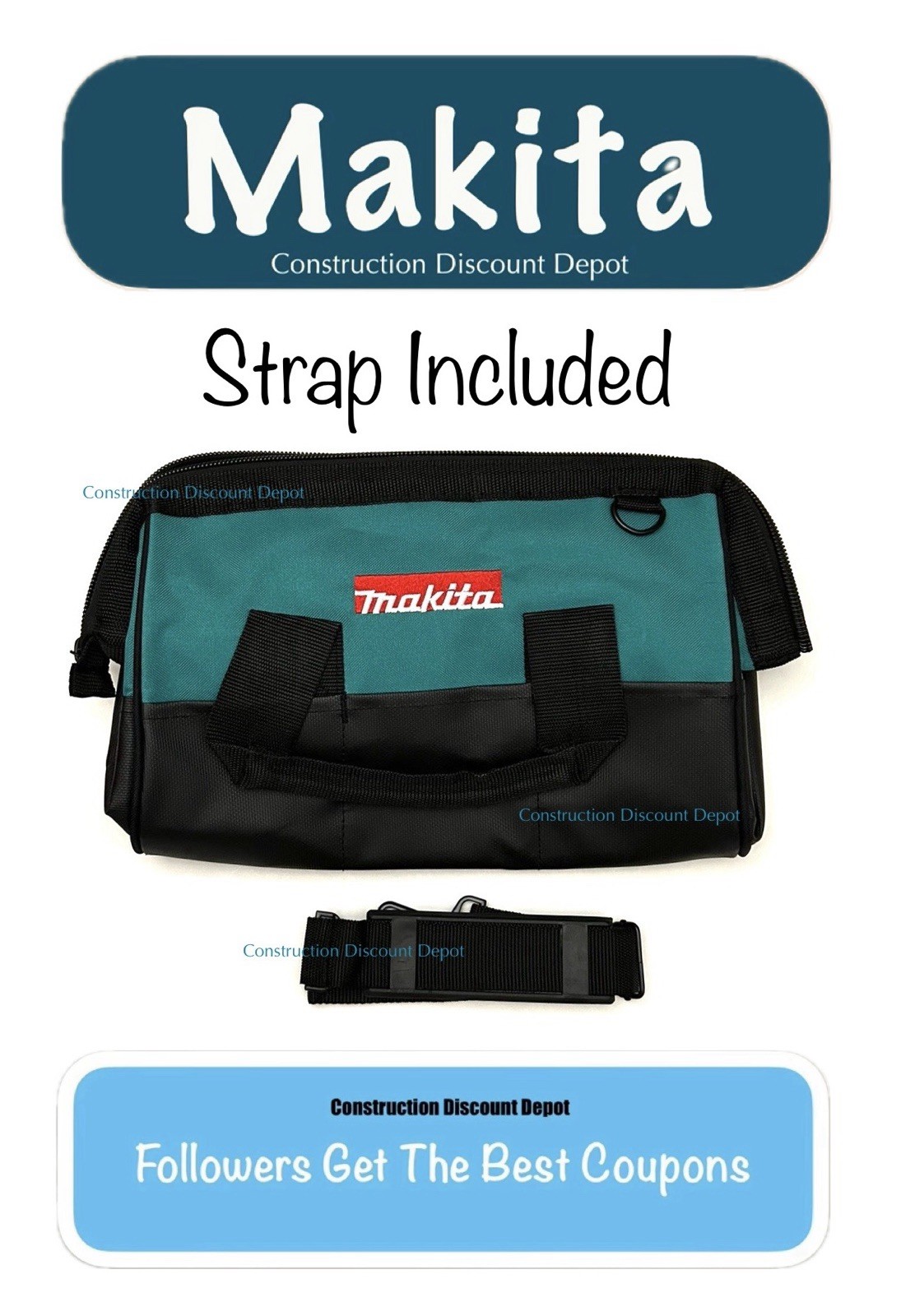 Makita 14″x 9″ x 11″ Tool Bag/Case 8 Pockets Fr 18V Drill, Saw 18 Volt Strap
