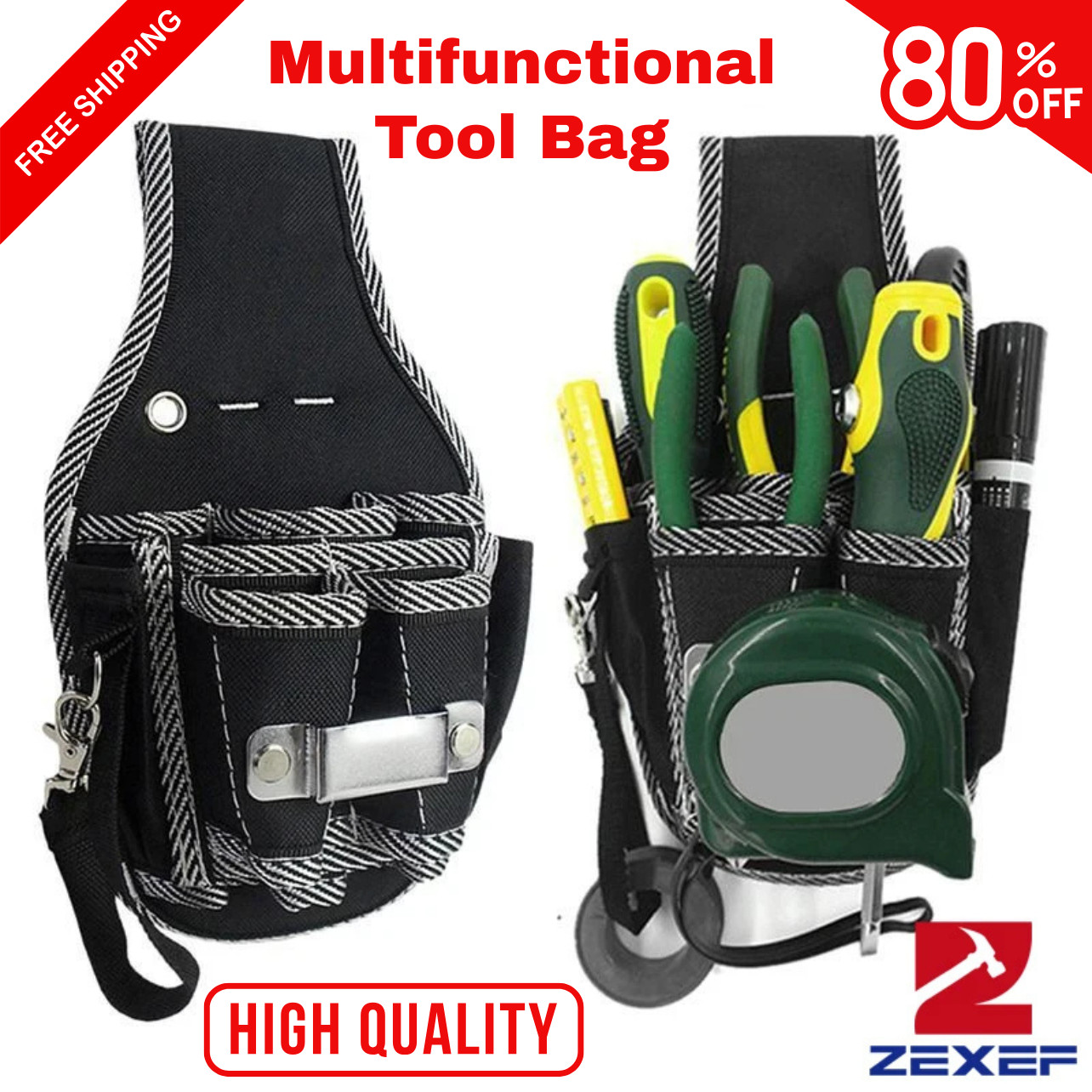 Heavy Duty Nylon Tool Waist Bag Electrician Screwdriver Holder Pouch Case Gift