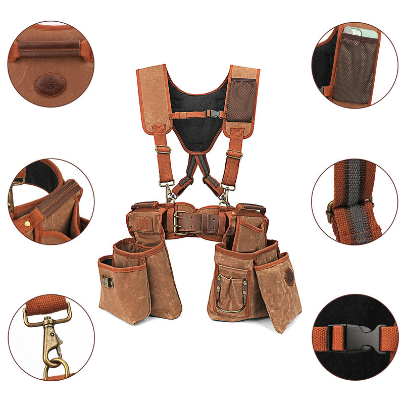 Electrician Suspenders Carpenter Framer Tool Carry Rig Belt Wasit Pack-TOURBON