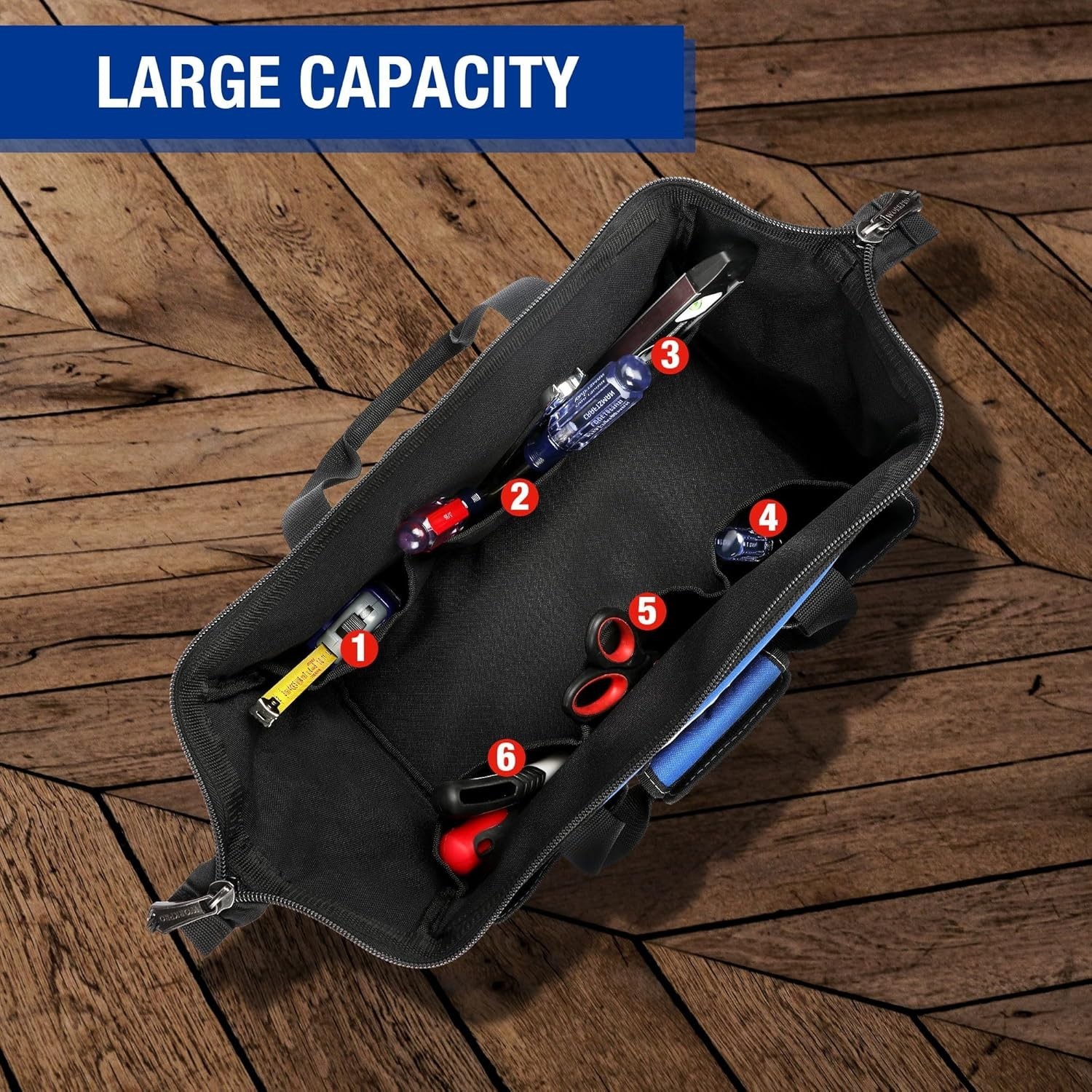 Durable 18-Inch Tool Bag with Reinforced Handle & Easy Access Compartments