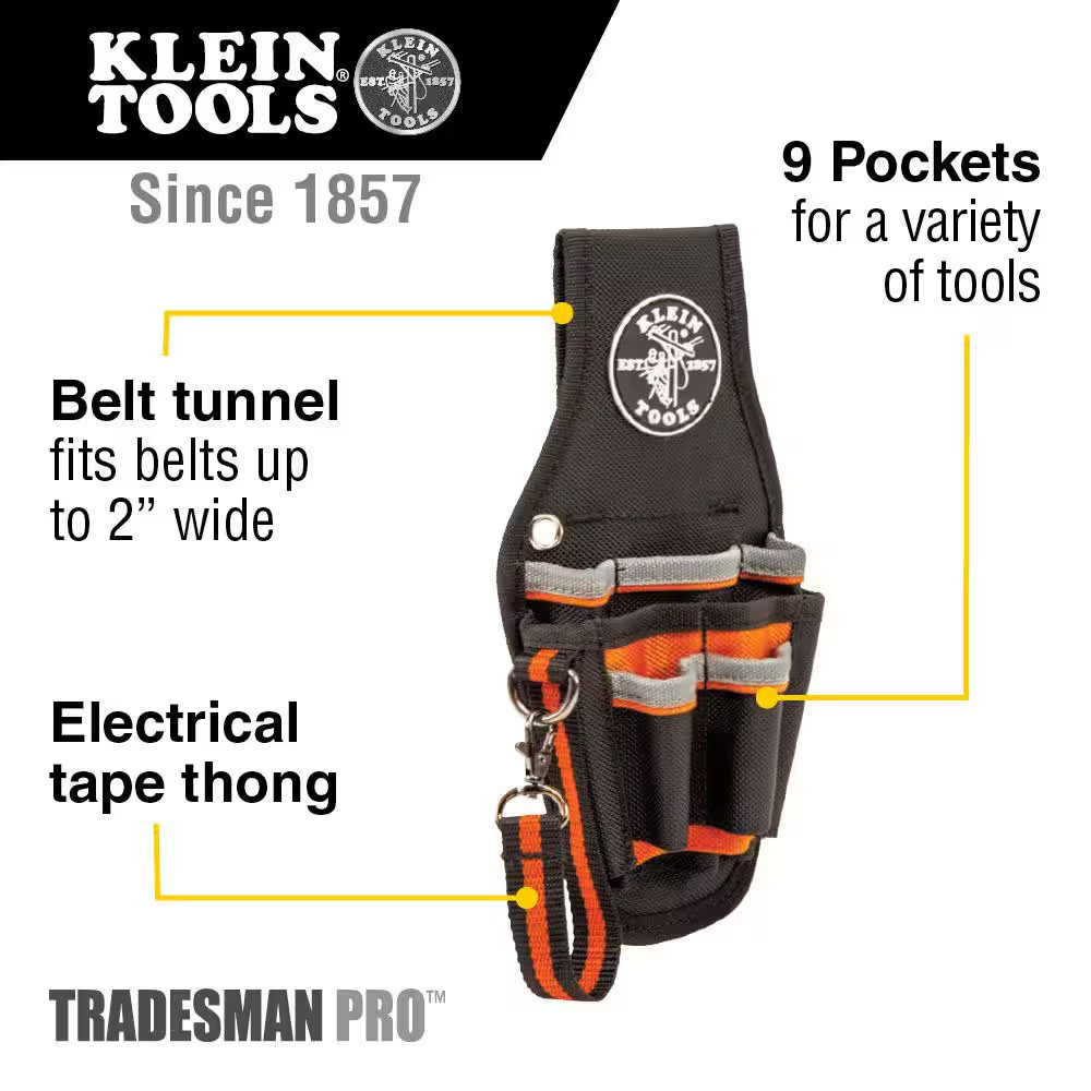 9 Pocket Small Tool Holster Utility Belt Pouch Black Heavy Duty