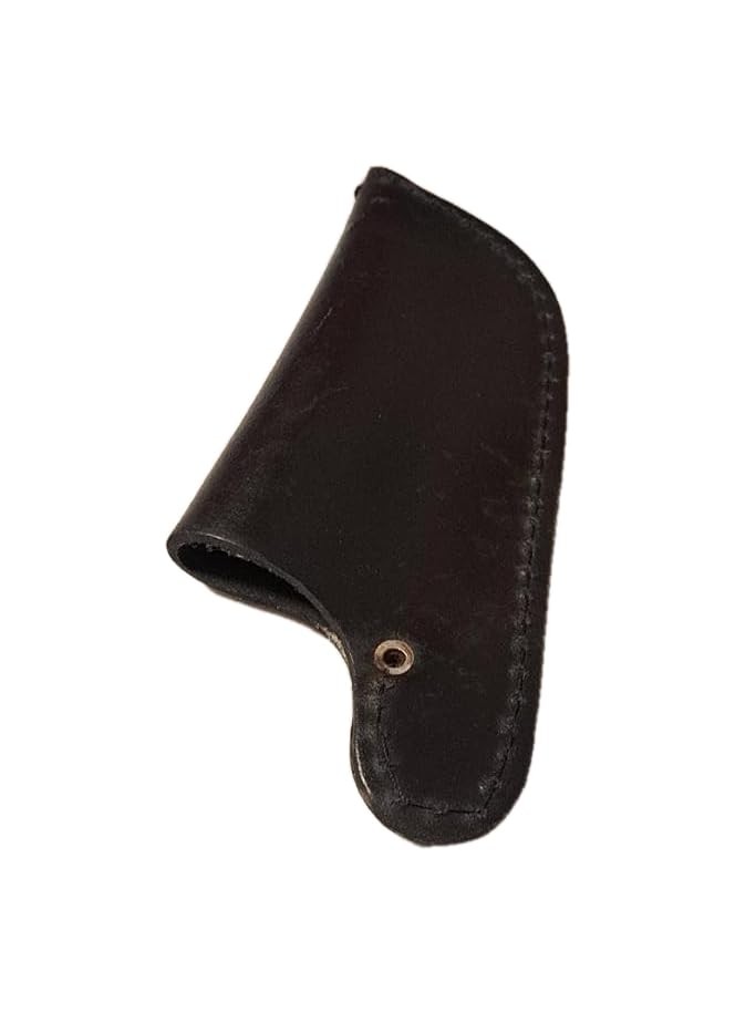 DCT-Leather Knife Holster Snap Button Single Pocket Black For Belt Sheath